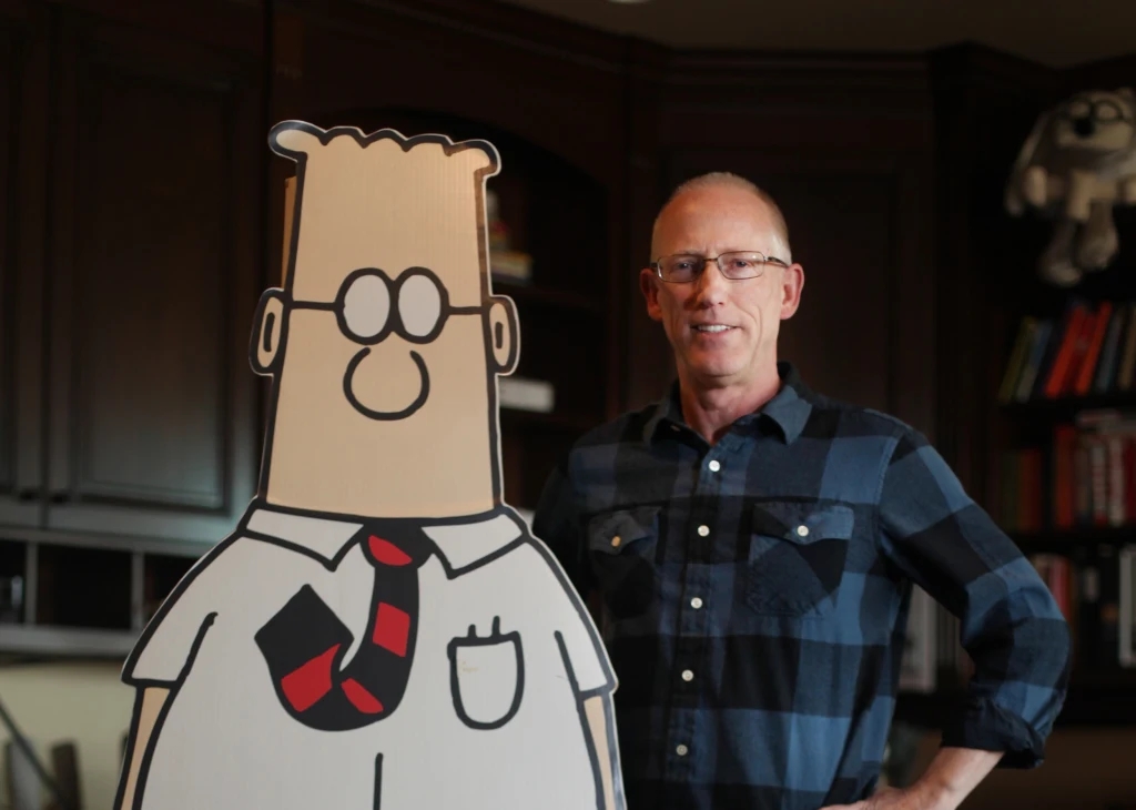 Scott Adams i jego komiksowa postać Dilbert Scott Adams i jego komiksowa postać Dilbert