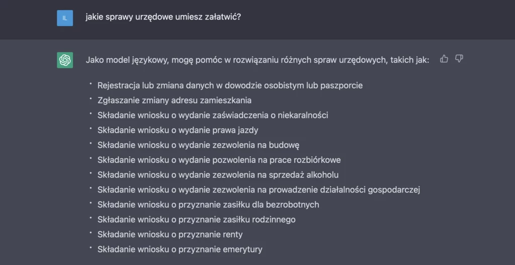 Jakie sprawy urzędowe potrafi załatwić chatGPT?