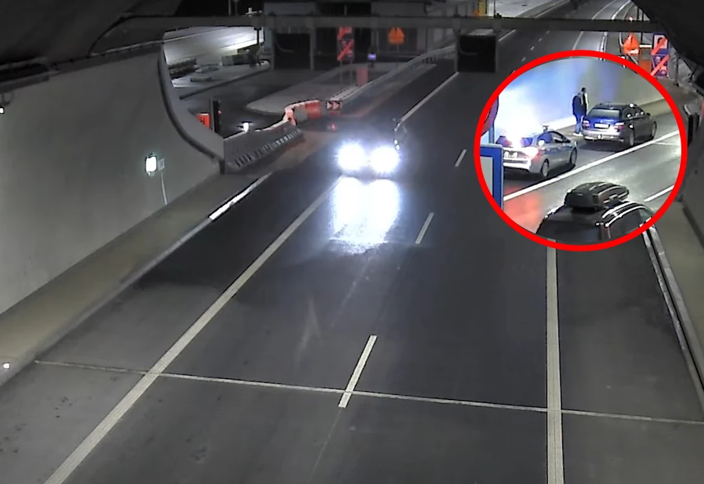 Kierowca BMW jechał pod prąd w tunelu na trasie S7