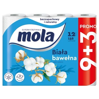 Mola Biała Bawełna papier toaletowy 12 rolek - 1