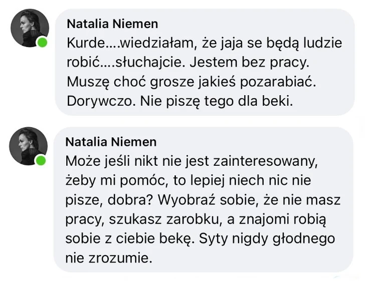 Natalia Niemen walczy z hejterami w sieci. Natalia Niemen walczy z hejterami w sieci.