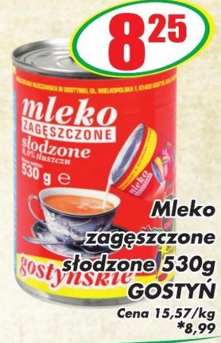 SM Gostyń Mleko gostyńskie zagęszczone słodzone 8,0% 530 g