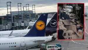 Gdy samolot Lufthansy Airbus A330 wylądował, cały pokład był w resztach jedzenia