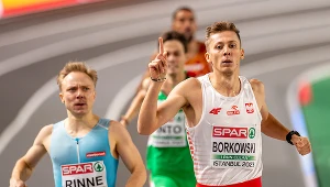 Mateusz Borkowski na finiszu, fot. Marek Biczyk