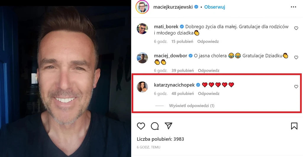 Cichopek komentuje wpis ukochanego Cichopek komentuje wpis ukochanego