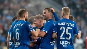 Radość piłkarzy Lecha po trafieniu Antonio Milicia na 1-0