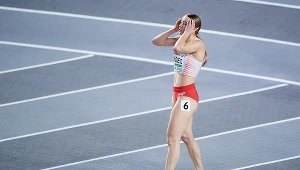 Weronika Nagięć po eliminacyjnym biegu na 60 m przez płotki podczas halowych mistrzostw Europy