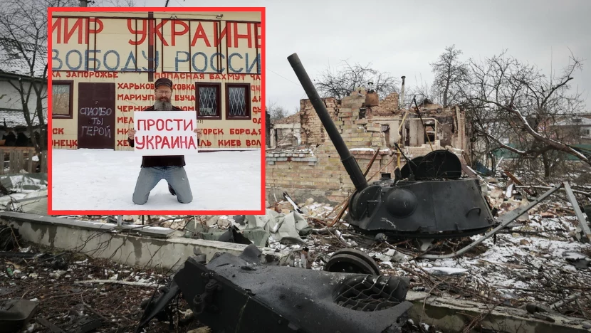 Dmitrij Skurichin w rocznicę inwazji rosyjskiej opublikował swoje zdjęcie z plakatem "Wybacz, Ukraino". Teraz trafił do aresztu Dmitrij Skurichin w rocznicę inwazji rosyjskiej opublikował swoje zdjęcie z plakatem "Wybacz, Ukraino". Teraz trafił do aresztu