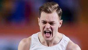 Krzysztof Kiljan po półfinałowym biegu na 60 m przez płotki podczas halowych mistrzostw Europy