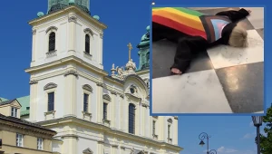 Protest w warszawskim kościele. Dwoje aktywistów ubrało tęczowe szaty