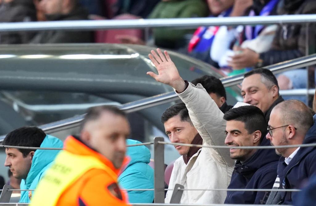 Robert Lewandowski na meczu Barcelony