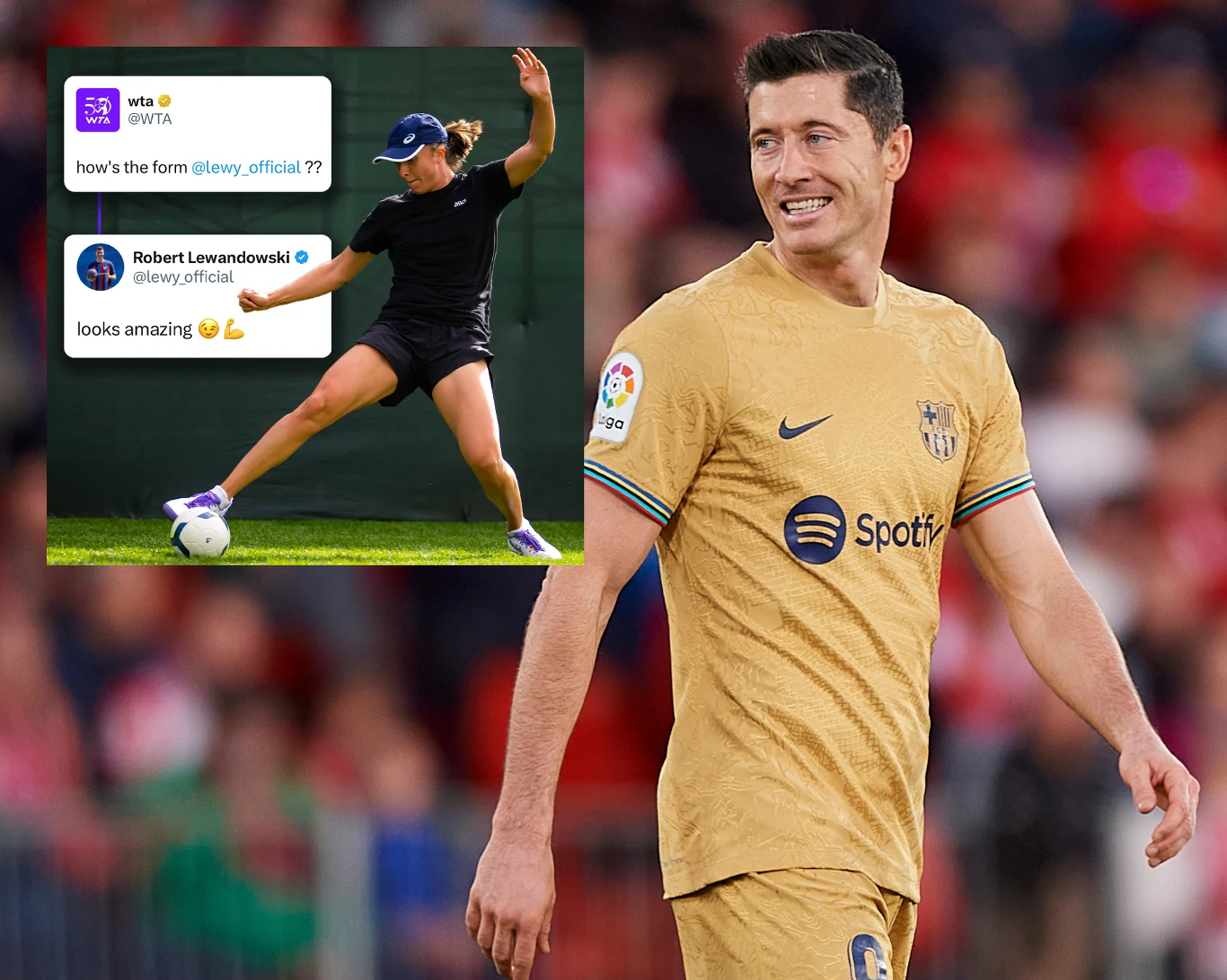 Iga Świątek znów prowokuje Robera Lewandowskiego Iga Świątek znów prowokuje Robera Lewandowskiego