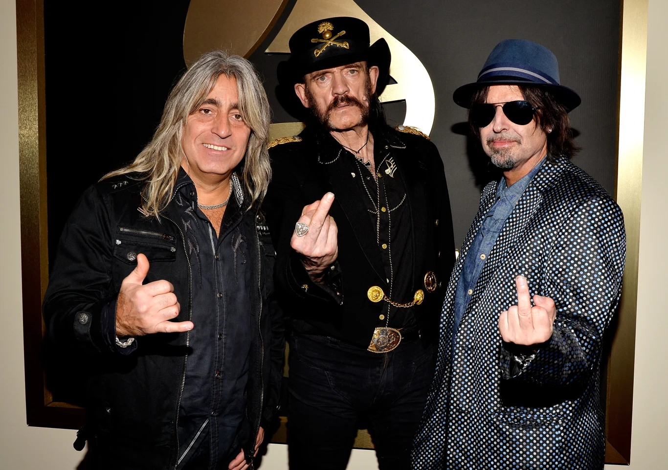 Mikkey Dee, Lemmy Kilmister i Phil Campbell podczas rozdania nagród Grammy w 2015 roku