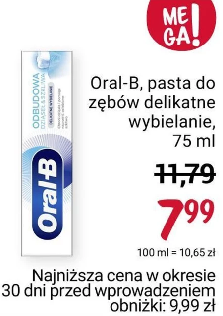 Oral-B Odbudowa Dziąseł i Szkliwa Delikatne wybielanie Pasta do zębów 2x75ml
