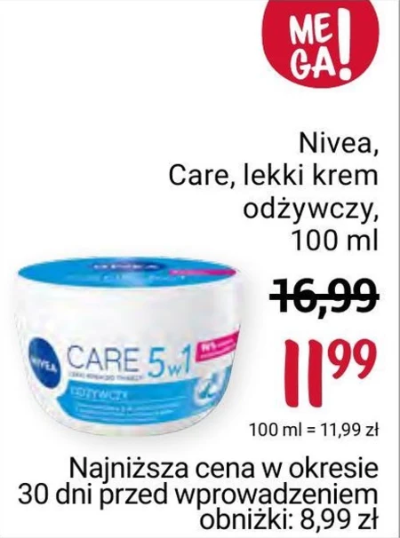 Nivea Care 7w1 Odżywczy Ultra-Lekki krem do twarzy 100 ml
