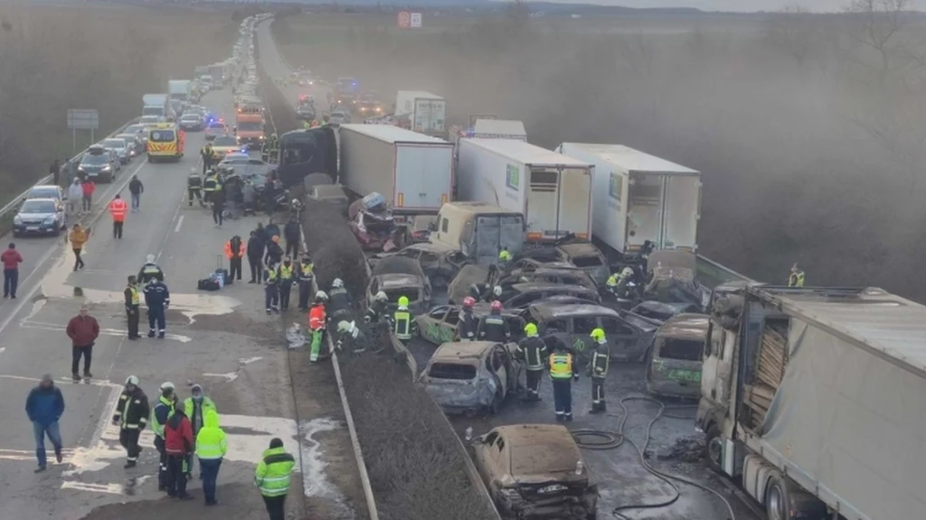 W karambolu na Węgrzech zderzyło się ponad 40 pojazdów