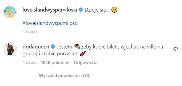 Screen z serwisu Instagram/ @loveislandwyspamilosci Screen z serwisu Instagram/ @loveislandwyspamilosci
