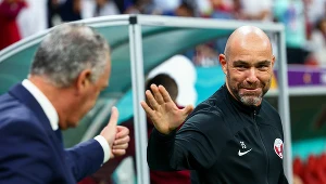 Trener Felix Sanchez podczas meczu Katar - Ekwador na mundialu 2022