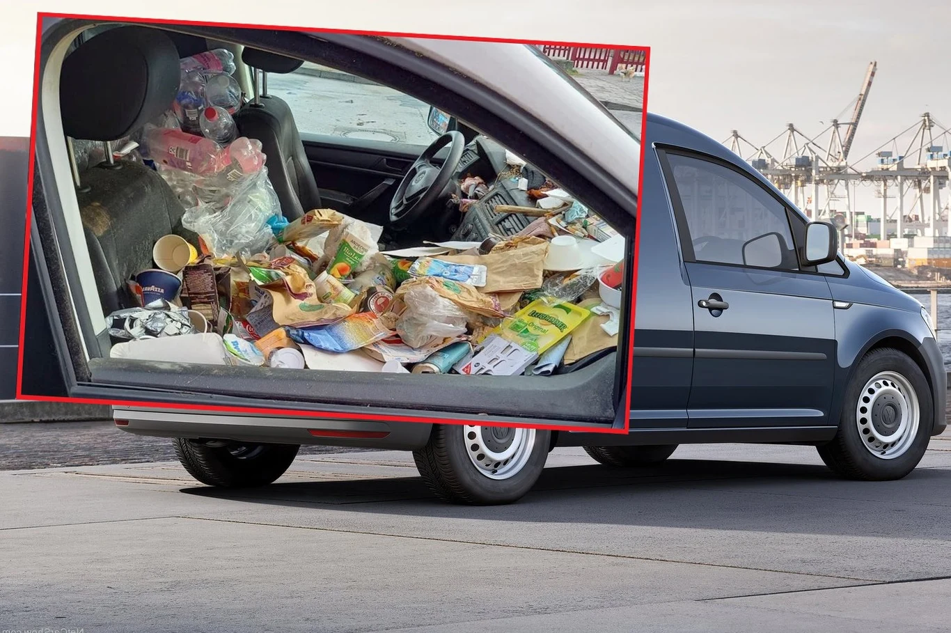 Tak wyglądała kabina Volkswagena Caddy, zatrzymanego przez policję Tak wyglądała kabina Volkswagena Caddy, zatrzymanego przez policję