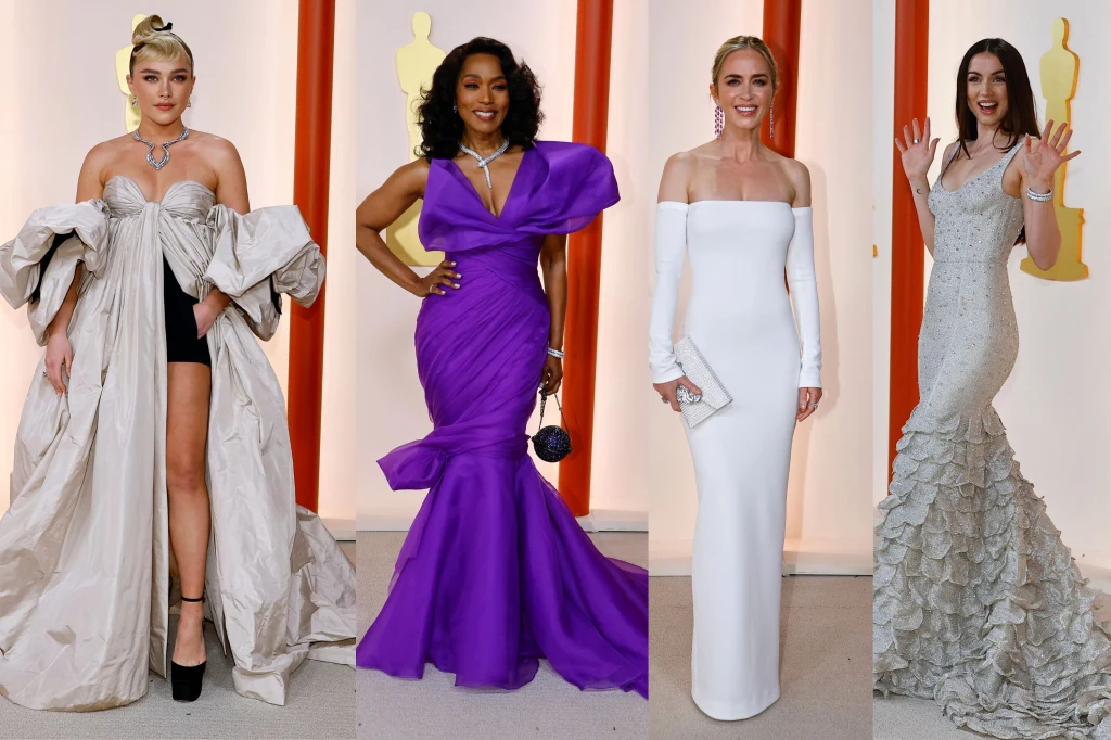Oscary 2023. Emily Blunt, Ana De Armas, Florence Pugh. Najpiękniejsze kreacje na "szampańskim" dywanie