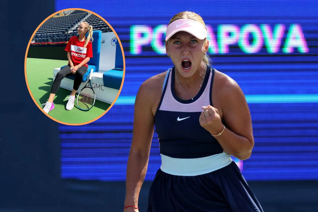 Anstazja Potapowa wyszła na mecz z Jessicą Pegulą ubrana w koszulkę Spartaka Moskwa Anstazja Potapowa wyszła na mecz z Jessicą Pegulą ubrana w koszulkę Spartaka Moskwa