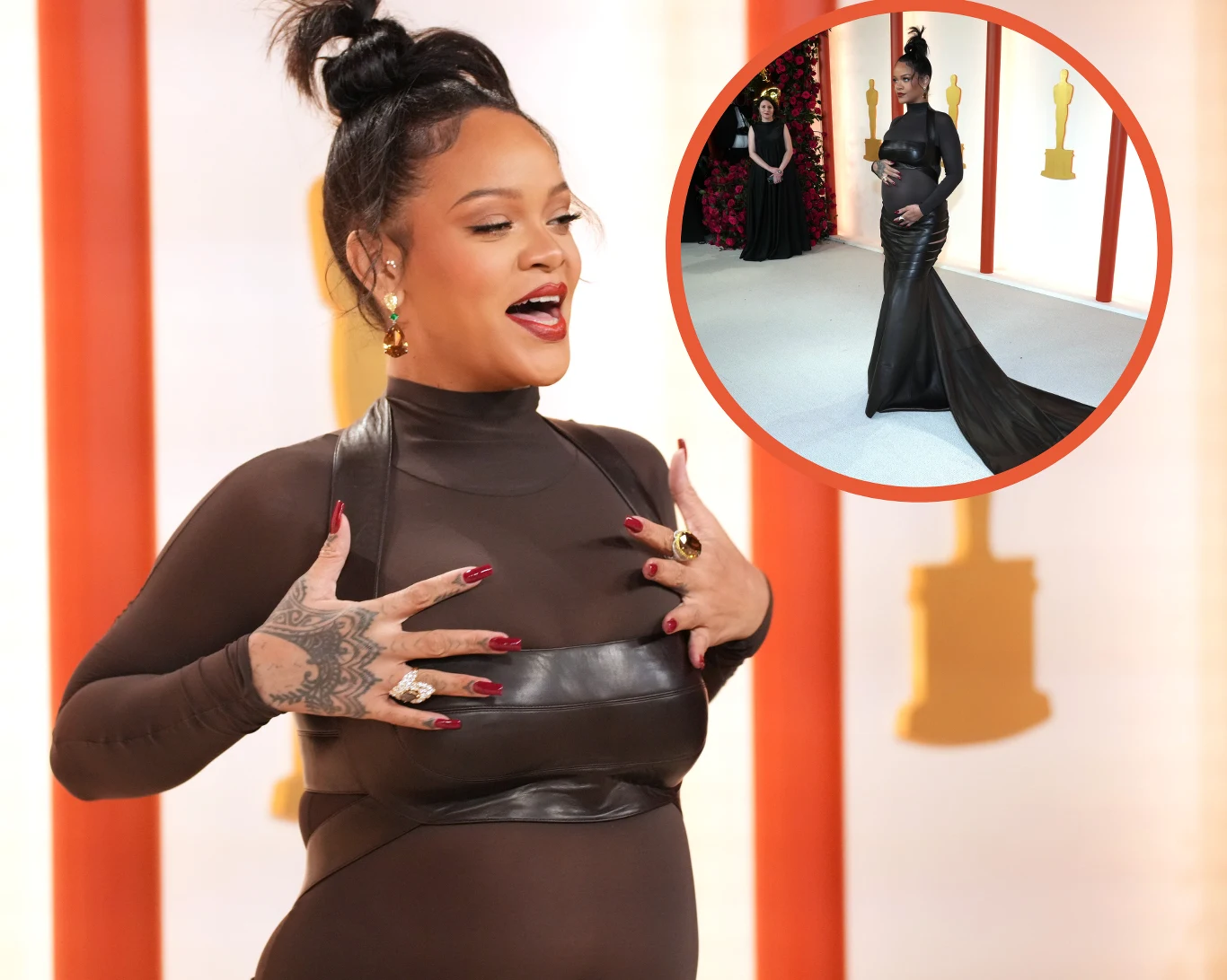 Rihanna z dumą prezentowała ciążowe krągłości podczas Oscarów Rihanna z dumą prezentowała ciążowe krągłości podczas Oscarów