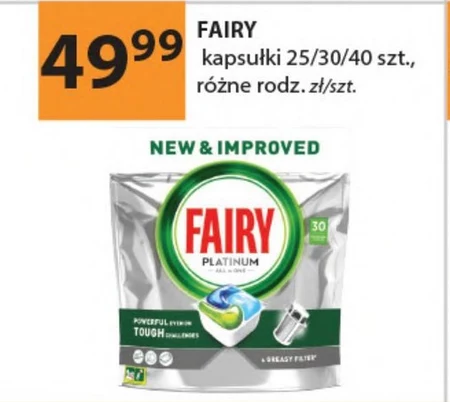 Fairy Platinum Regular Kapsułki do zmywarki All In One, 30 tabletek