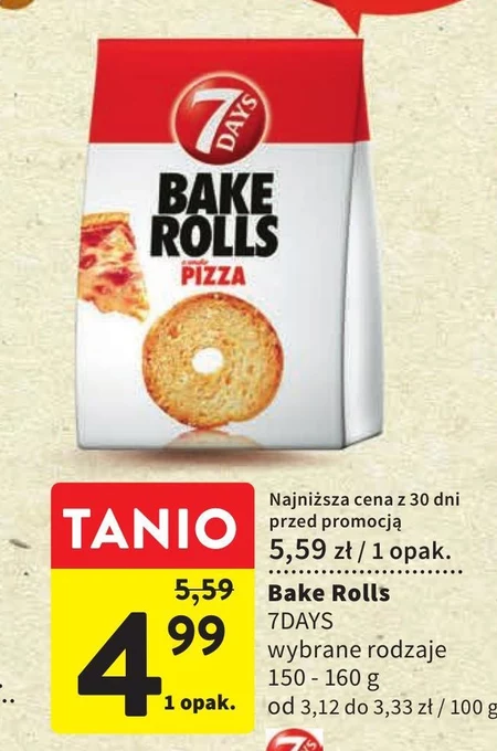 7 Days Bake Rolls Chrupki chlebowe o smaku pizzy 160 g