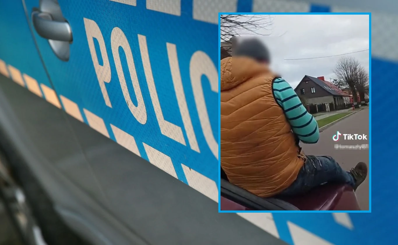 Najpierw jeździli na masce samochodu, a później udostępnili swój czyn w internecie. Najpierw jeździli na masce samochodu, a później udostępnili swój czyn w internecie.
