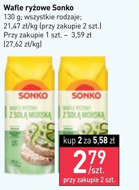 Sonko Wafle ryżowe naturalne 130 g (14 sztuk)