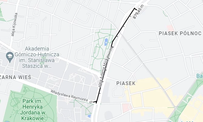 W Google Maps można zmierzyć odległość pomiędzy punktami.