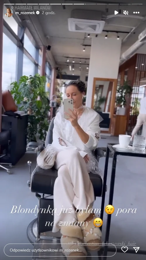 Małgorzata Rozenek u fryzjera - screen z Instastory @m_rozenek Małgorzata Rozenek u fryzjera - screen z Instastory @m_rozenek