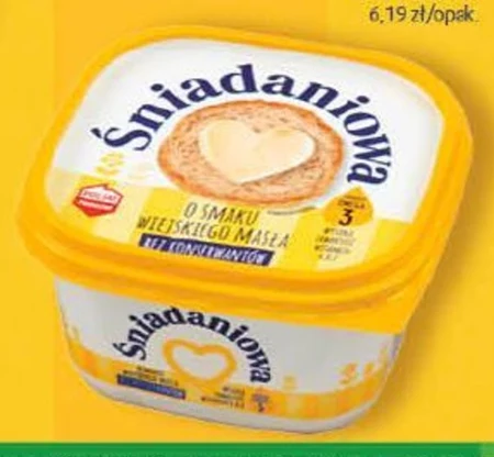 Śniadaniowa Margaryna o zmniejszonej zawartości tłuszczu o smaku wiejskiego masła 450 g