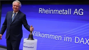 Dyrektor generalny niemieckiego producenta broni Rheinmetall Armin Papperger podczas wprowadzania firmy do niemieckiego indeksu giełdowego DAX