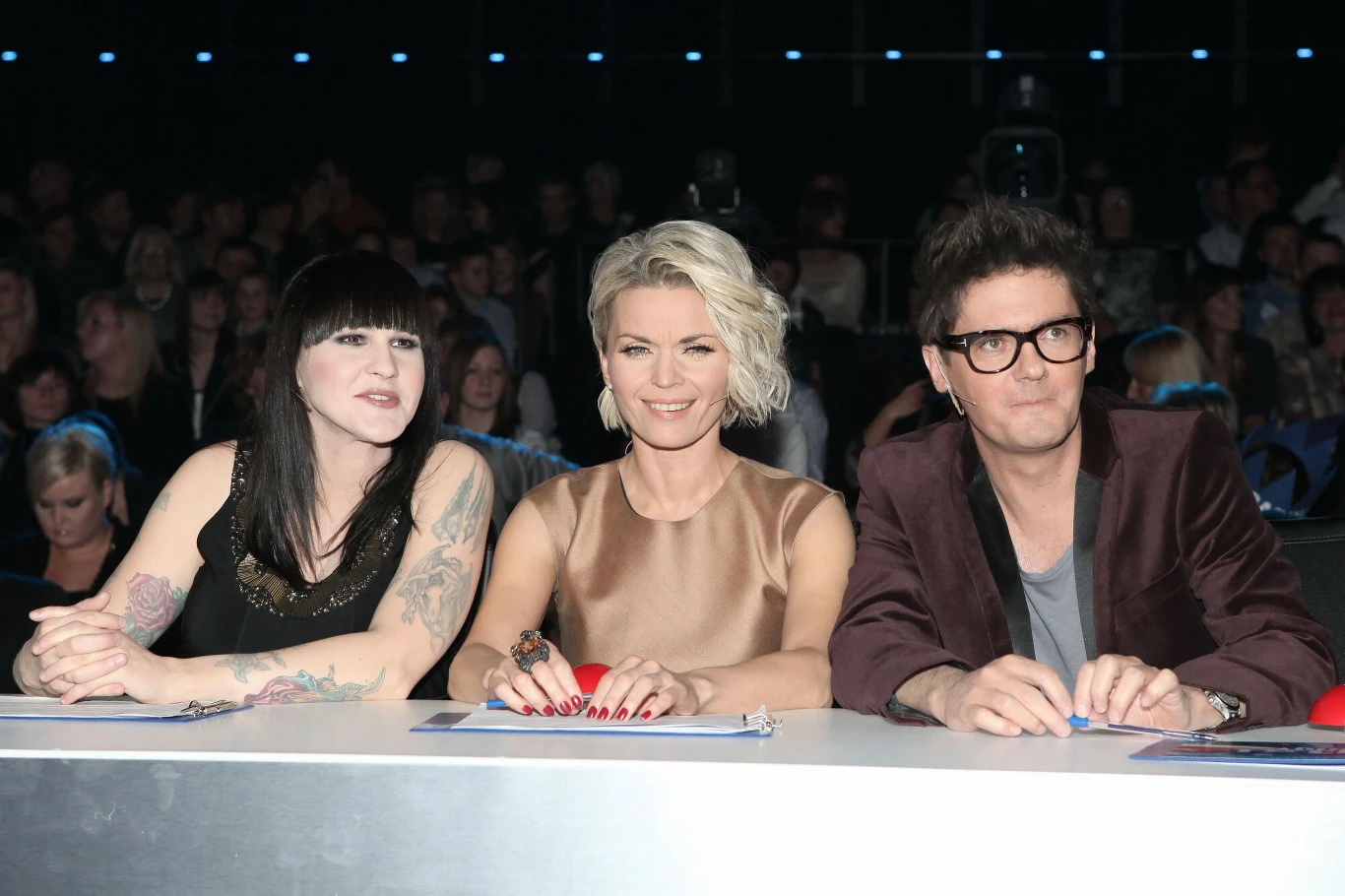 Kuba Wojewódzki z Agnieszką Chylińską i Małgorzatą Foremniak podczas "Mam talent"