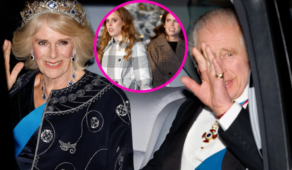 Król Karol i królowa małżonka Camilla, Beatrice i Eugenia