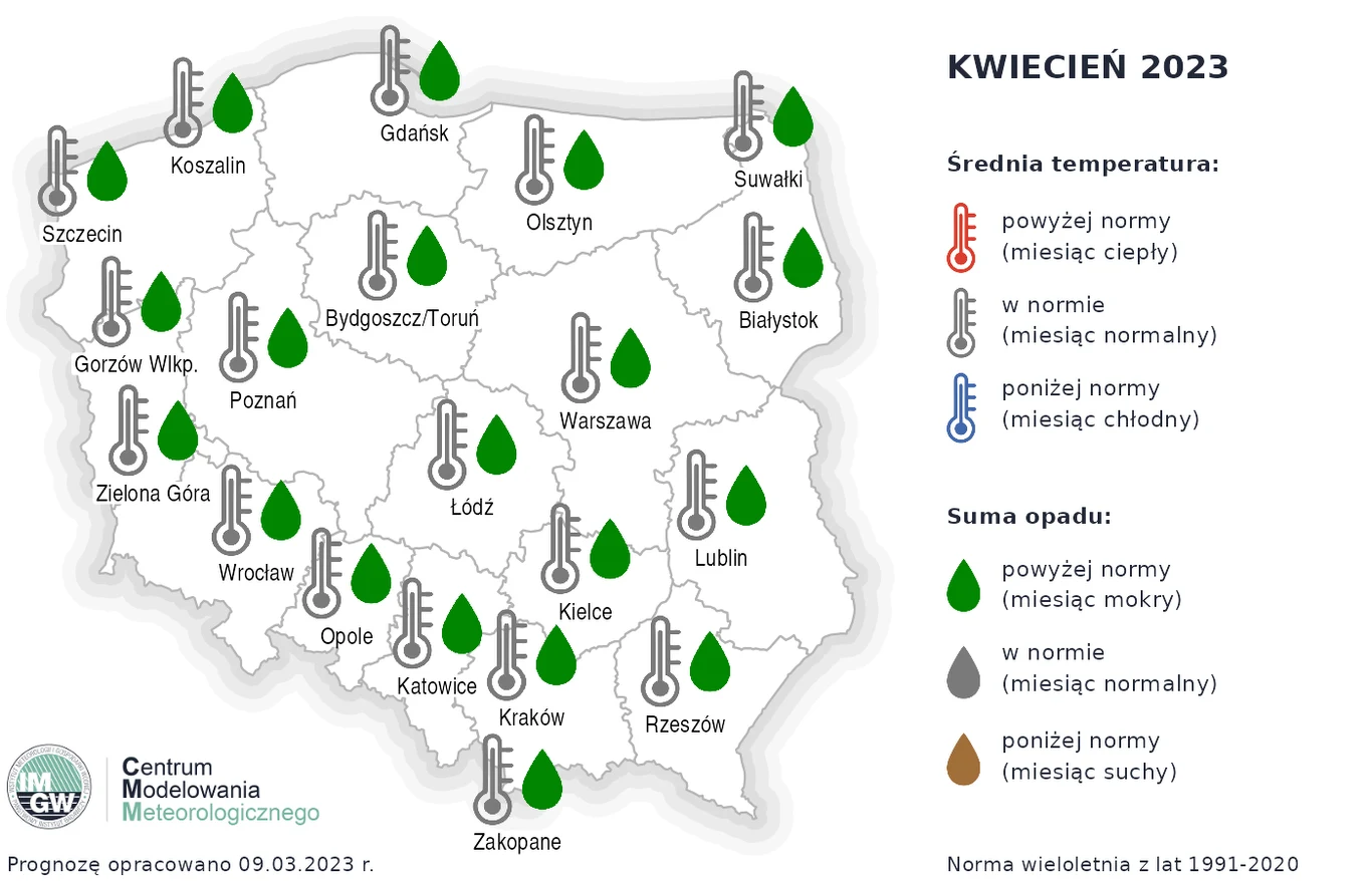 Eksperymentalna prognoza pogody IMGW - kwiecień 2023 r.
