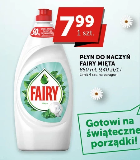 Fairy Aromatics Miętowy płyn do mycia naczyń  zapewniającą lśniąco czyste naczynia 850ml