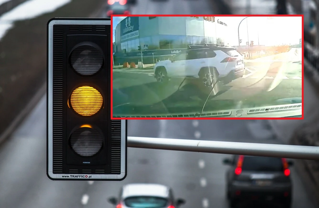 Autor nagrania dwukrotnie miał na skrzyżowaniu szansę na wypadek. Autor nagrania dwukrotnie miał na skrzyżowaniu szansę na wypadek.