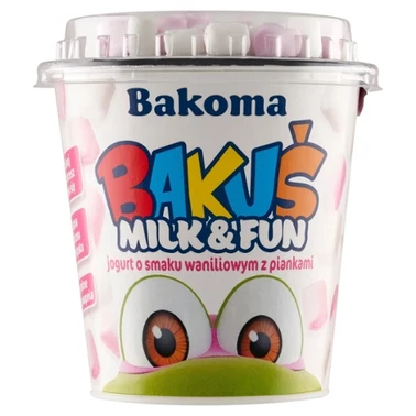 Bakoma Bakuś Milk & Fun Jogurt o smaku waniliowym z piankami 128 g - 3