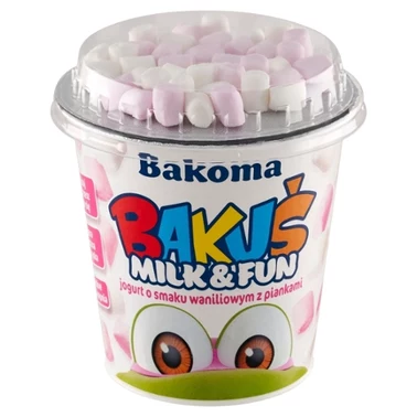 Bakoma Bakuś Milk & Fun Jogurt o smaku waniliowym z piankami 128 g - 2