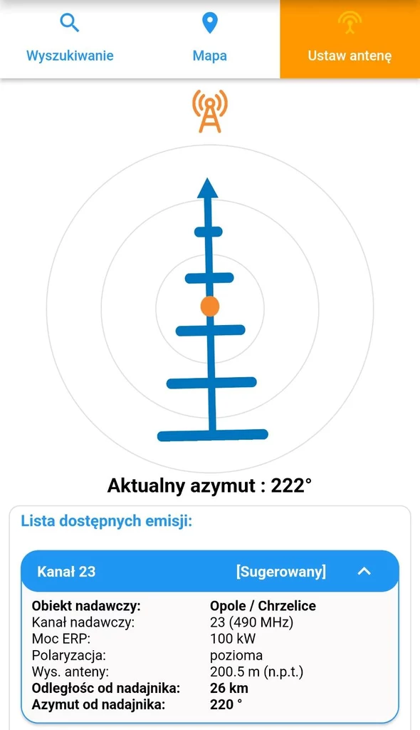 Mapa i aplikacja EmiMaps pomoże w ustawieniu anteny DVB-T2