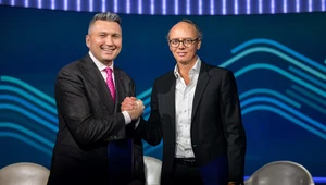 Radosław Piesiewicz (po lewej) i Stanisław Janowski, prezes Telewizji Polsat