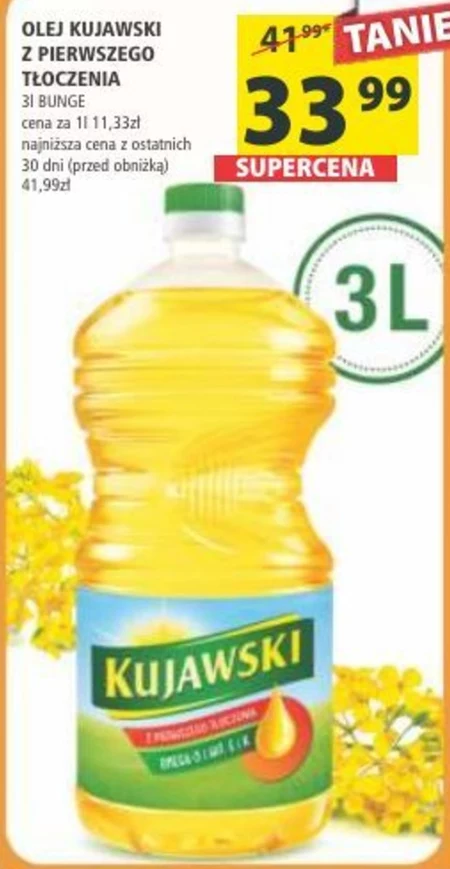 Kujawski Olej rzepakowy z pierwszego tłoczenia 3 l