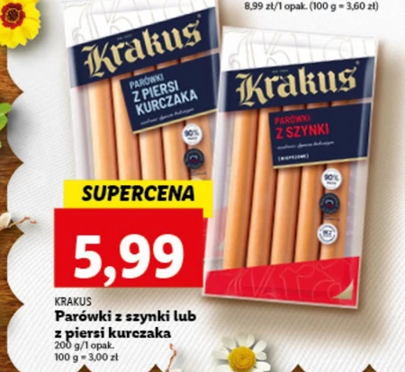 Krakus Parówki z szynki wieprzowe 200 g