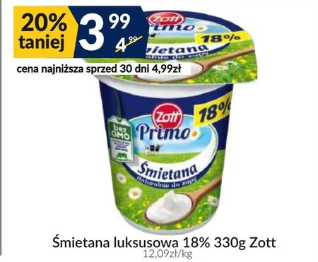Zott Primo Śmietana 18 % 330 g