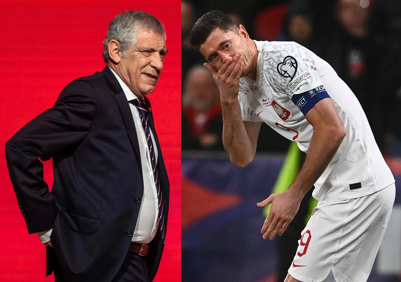 Selekcjoner reprezentacji Polski Fernando Santos oraz jej kapitan - Robert Lewandowski