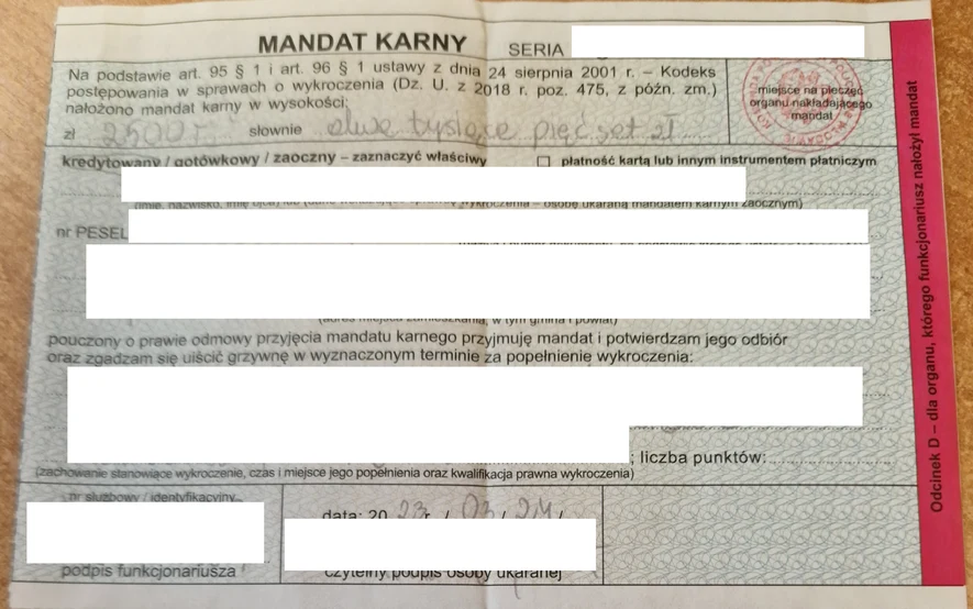 Łączna wartość obu mandatów wyniosła 5 tys. złotych.