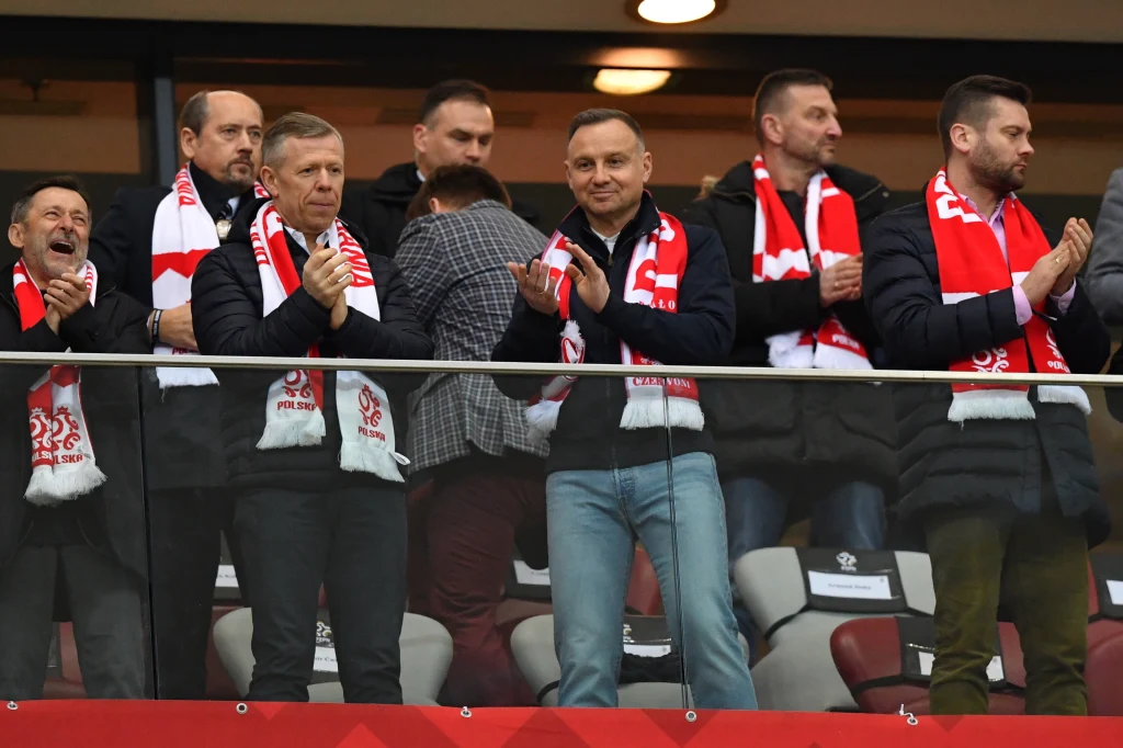 Prezydent Andrzej Duda na meczu Polska - Albania Prezydent Andrzej Duda na meczu Polska - Albania