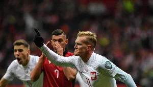 Karol Świderski w meczu Polska - Albania
